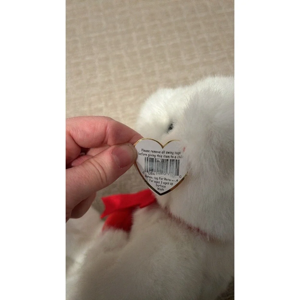 Ty Beanie Buddy Romeo Plush Bear Kids OS White Red Heart 1997 Vintage‎ Toy
